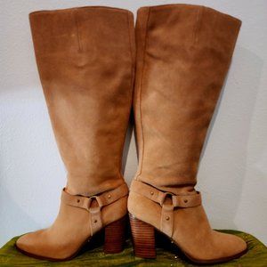 Lauren RALPH LAUREN Fareeda Tall Calf Boot 7.5 Tan Suede Lauren Ralph Lauren